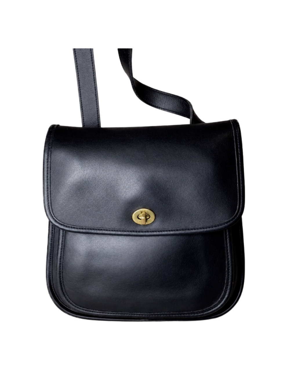 COACH Large Sidepack Black Glove Tanned Leather Crossbody Bag Rare USA COA 9979